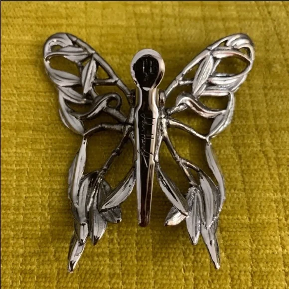 John Hardy Rhodium Plated Estate Butterfly Brooch, Scarf 